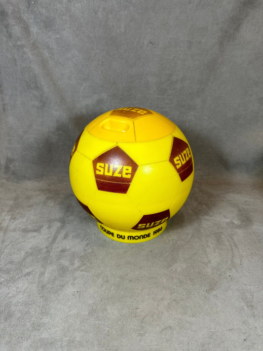 RARE Yellow Plastic Suze Ice Bucket in the Shape of a 1986 World Cup Ball