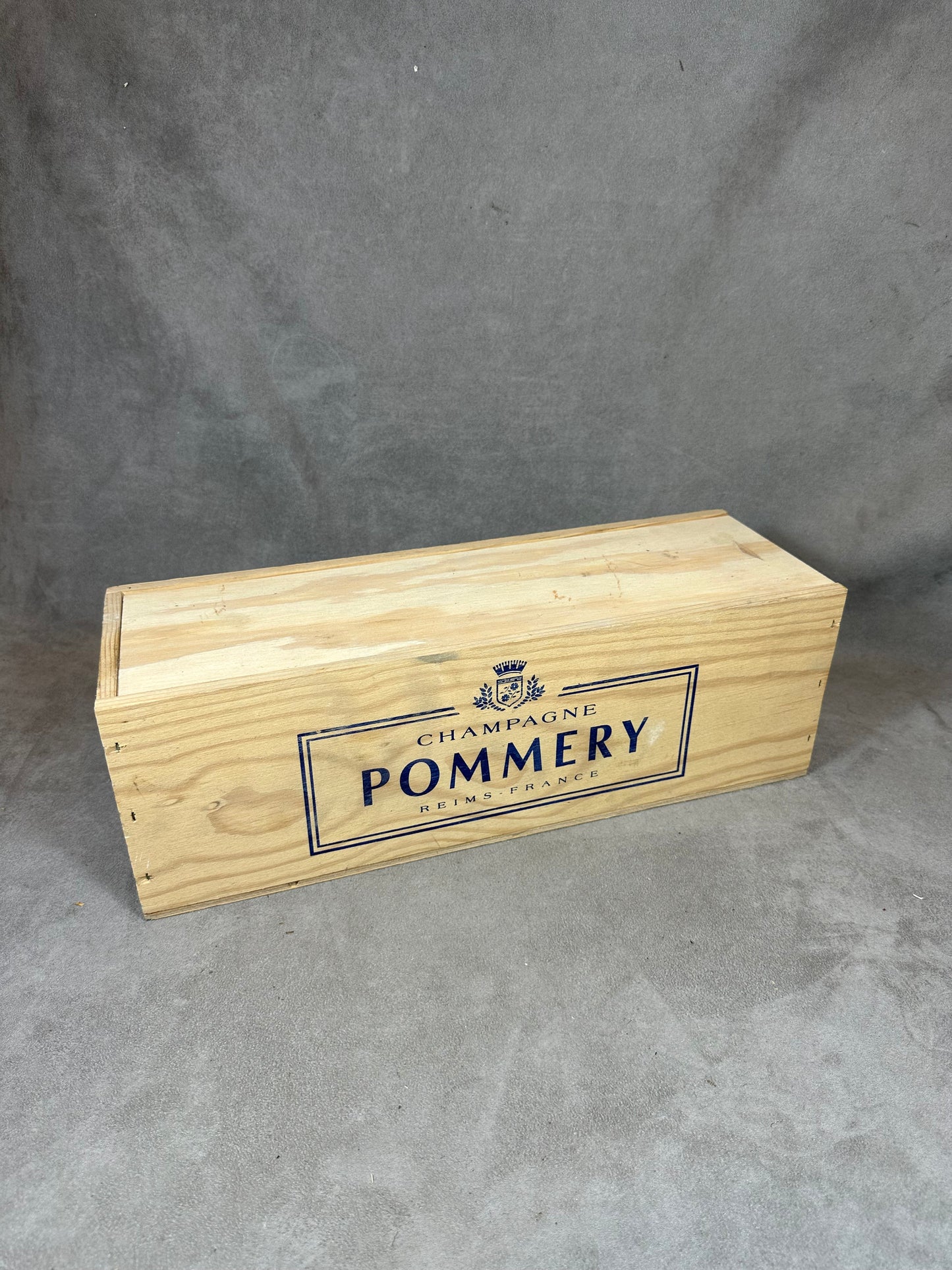 Wooden box for Pommery champagne bottle Made in France 1980s