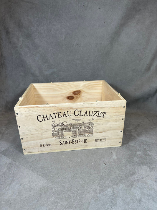 Caisse en bois Chateau Clauzet Saint Estèphe Made in France Vintage 1980