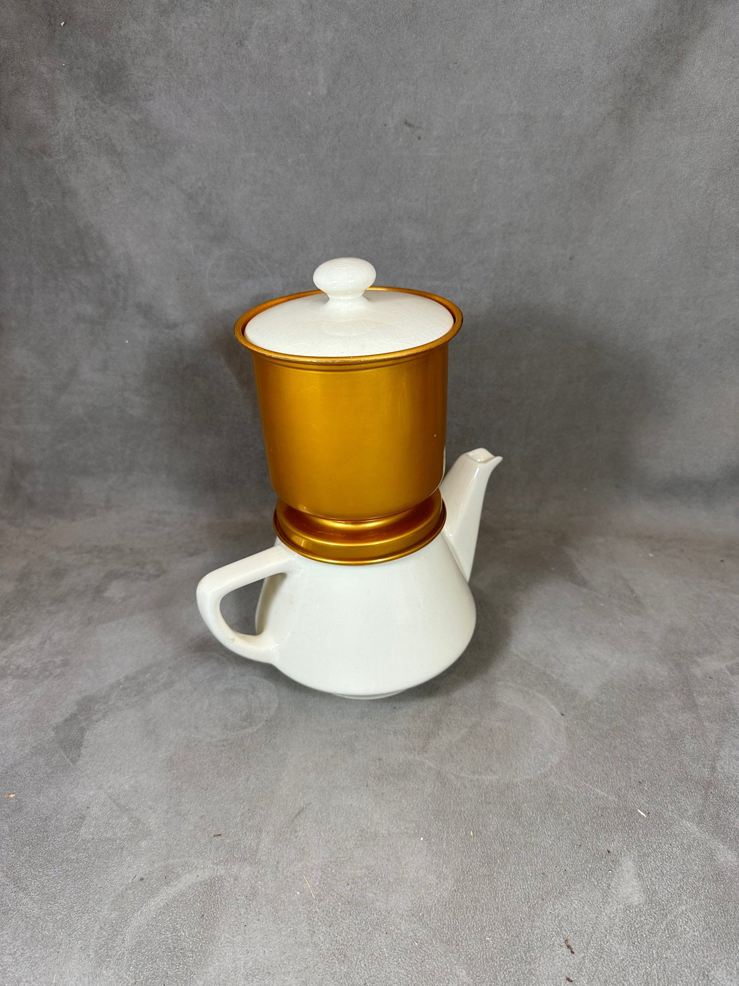 RARE Cafetière filtre Salam doré sur faïence Villeroy et Boch Mettlach