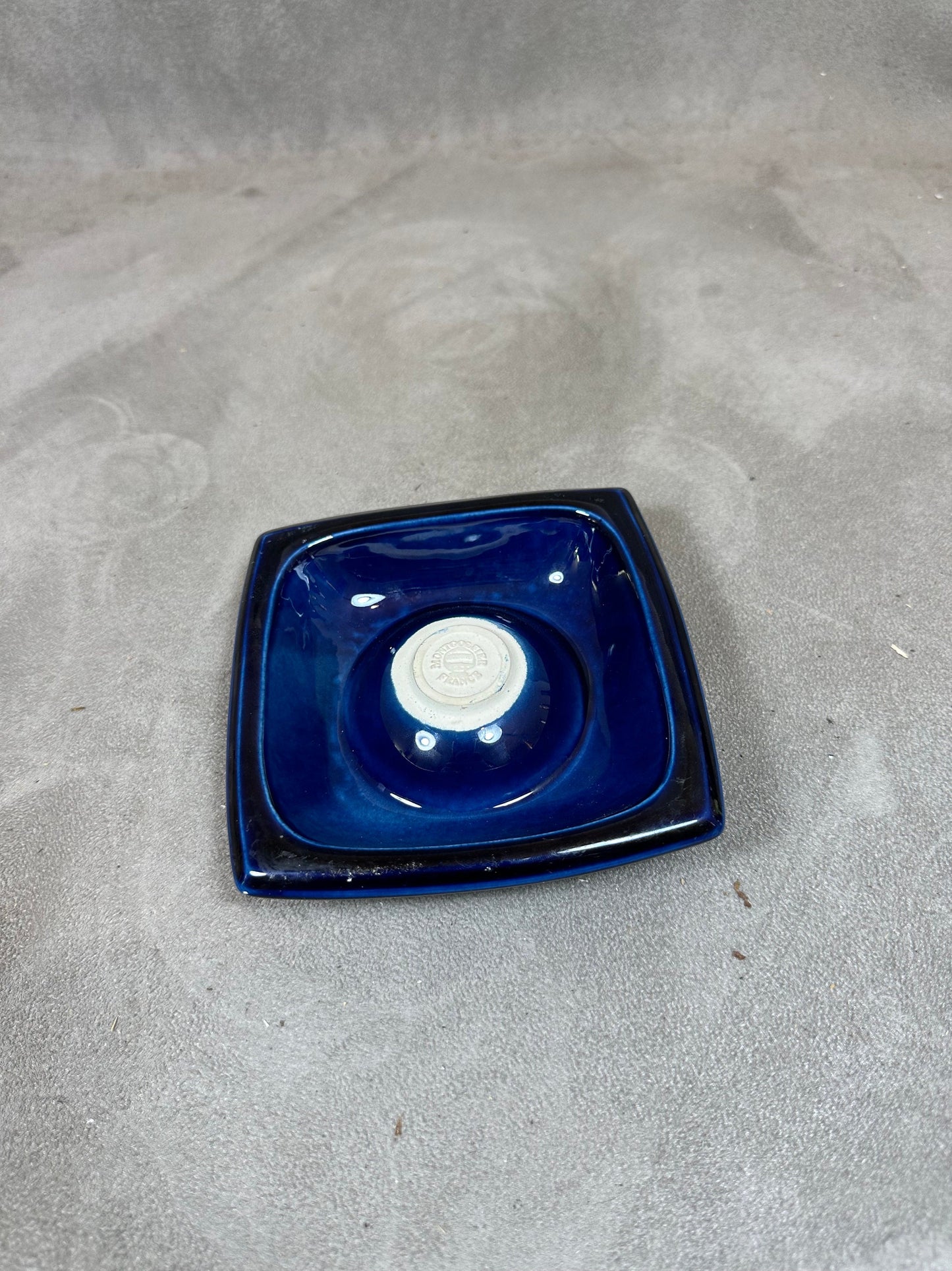 Martell Cognac ashtray in vintage blue Montgolfier earthenware Made in France