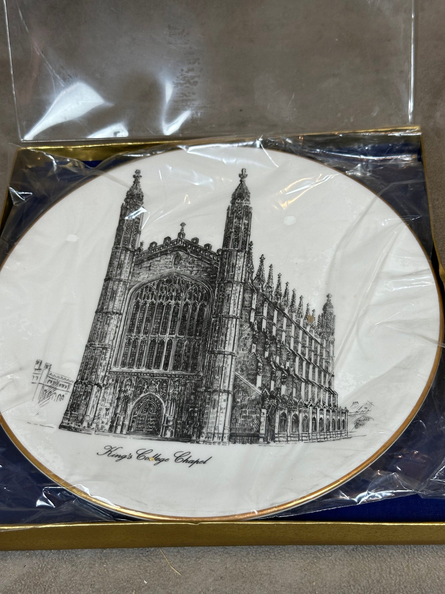 King's College Chapel Cambridge Royal Grafton Porcelain Plate, Made in England, Vintage 1980