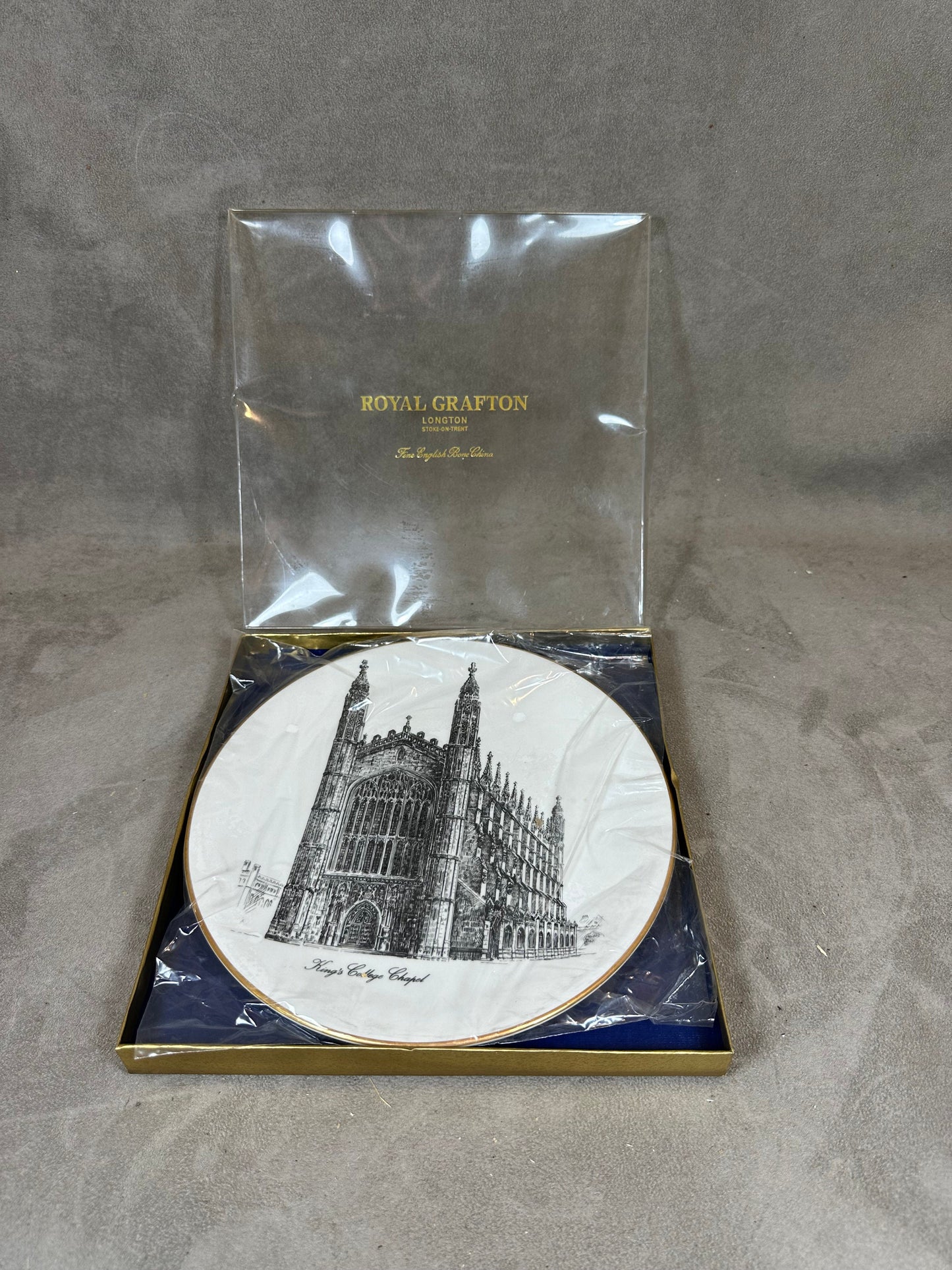 King's College Chapel Cambridge Royal Grafton Porcelain Plate, Made in England, Vintage 1980