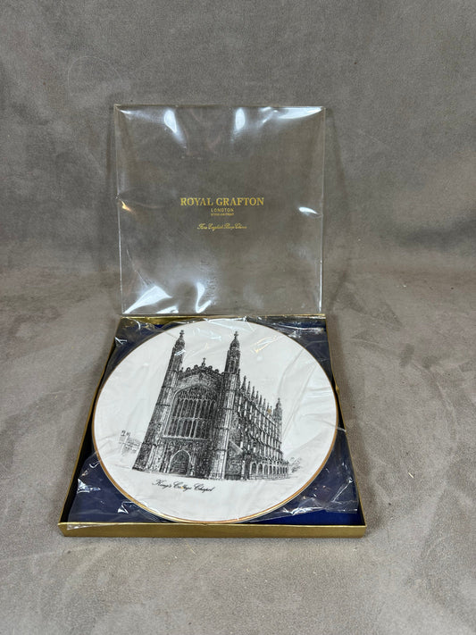 King's College Chapel Cambridge Royal Grafton Porcelain Plate, Made in England, Vintage 1980
