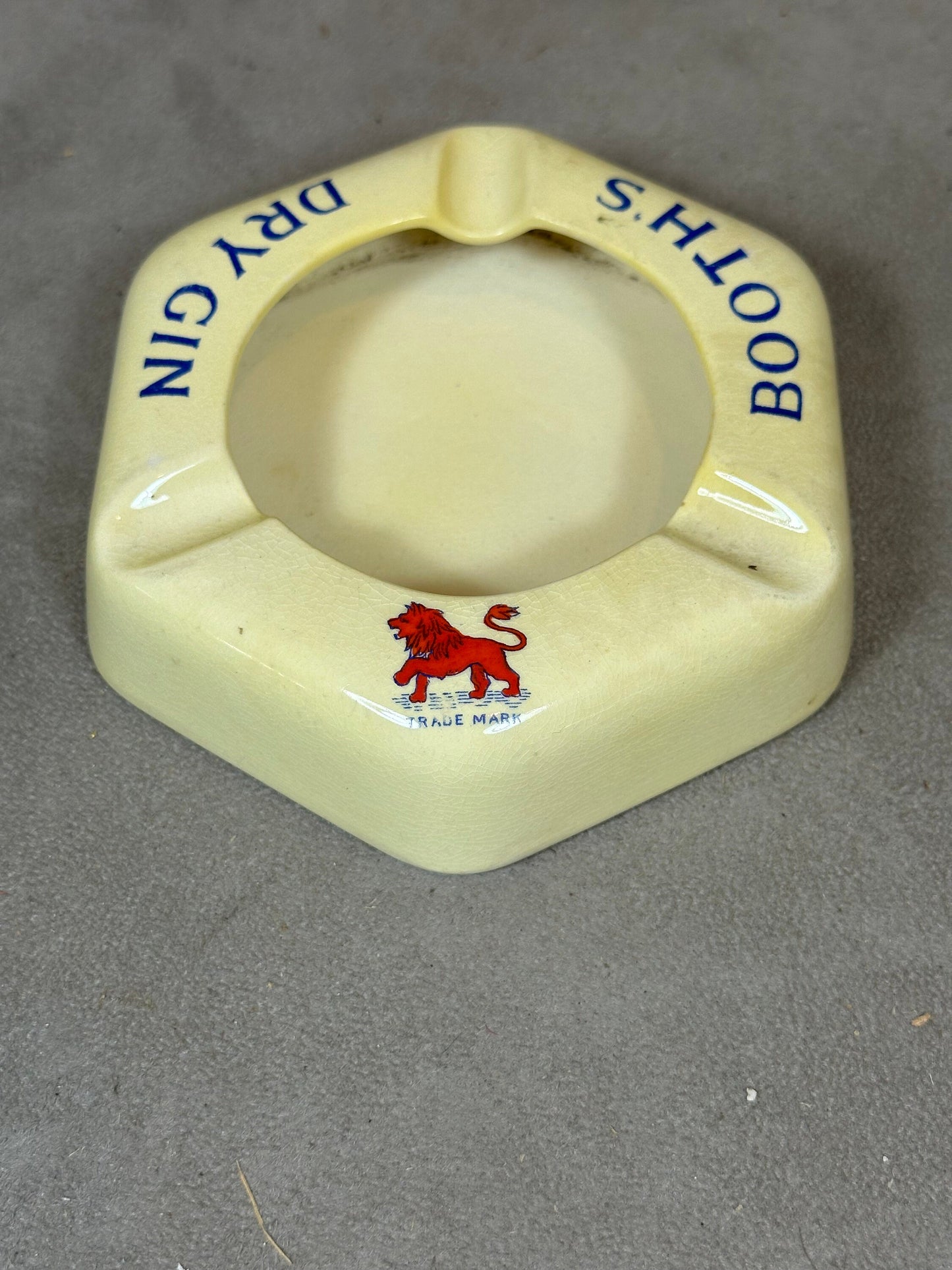 Vintage Booth's Dry Gin Ceramic Ashtray Made in England