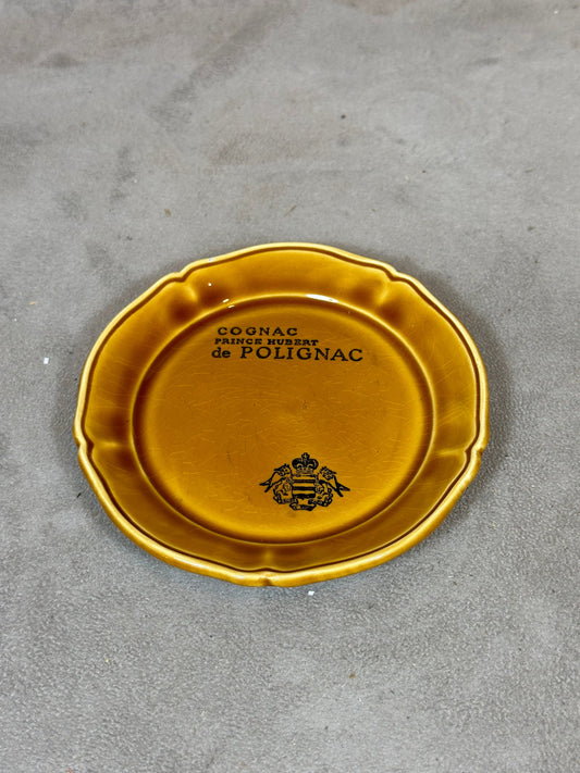 Cognac Prince Hubert de Polignac advertising ashtray in Saint Clément ceramic Made in France