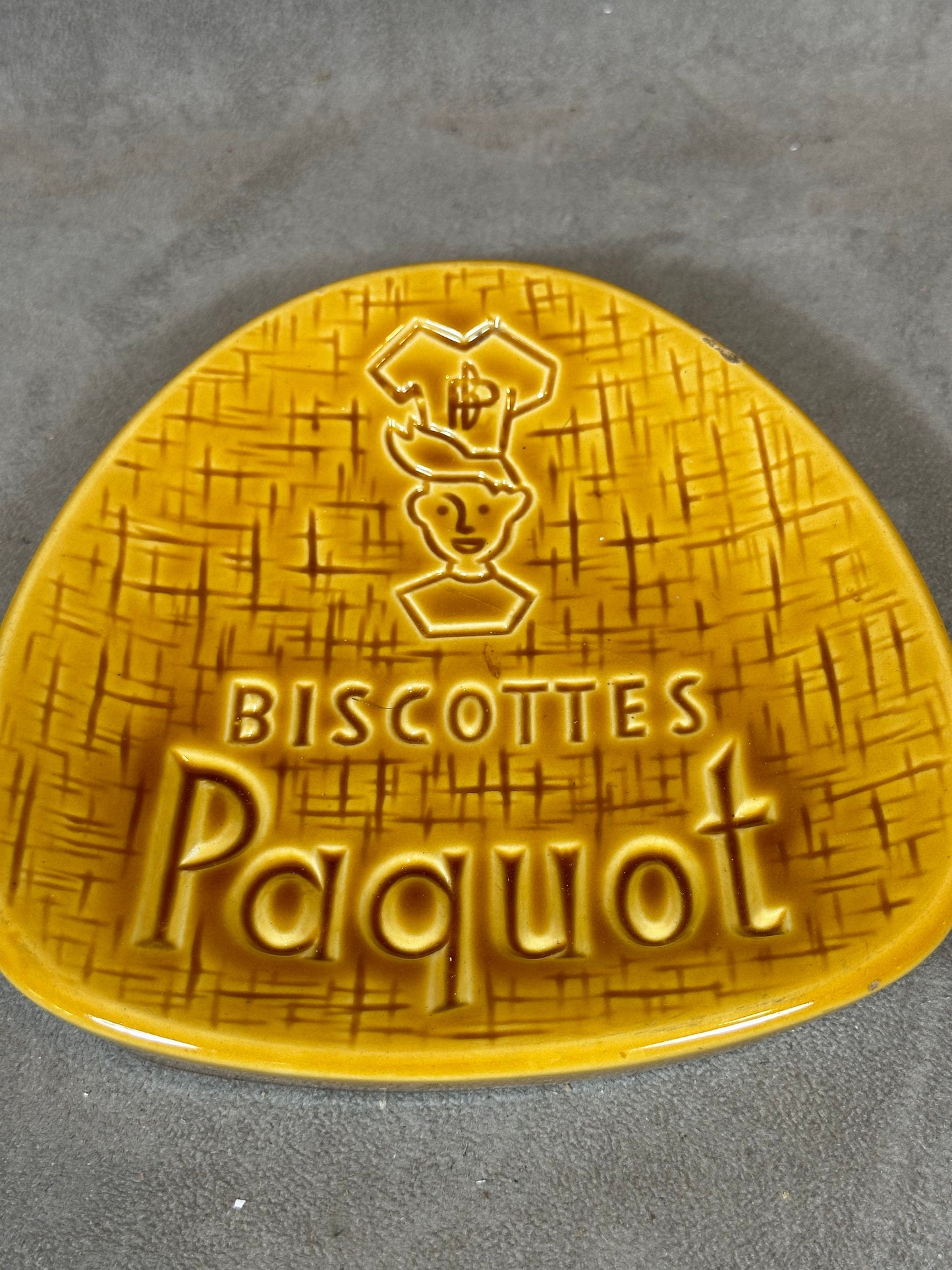 Vintage advertising coin ashtray Biscottes Paquot vintage made in France