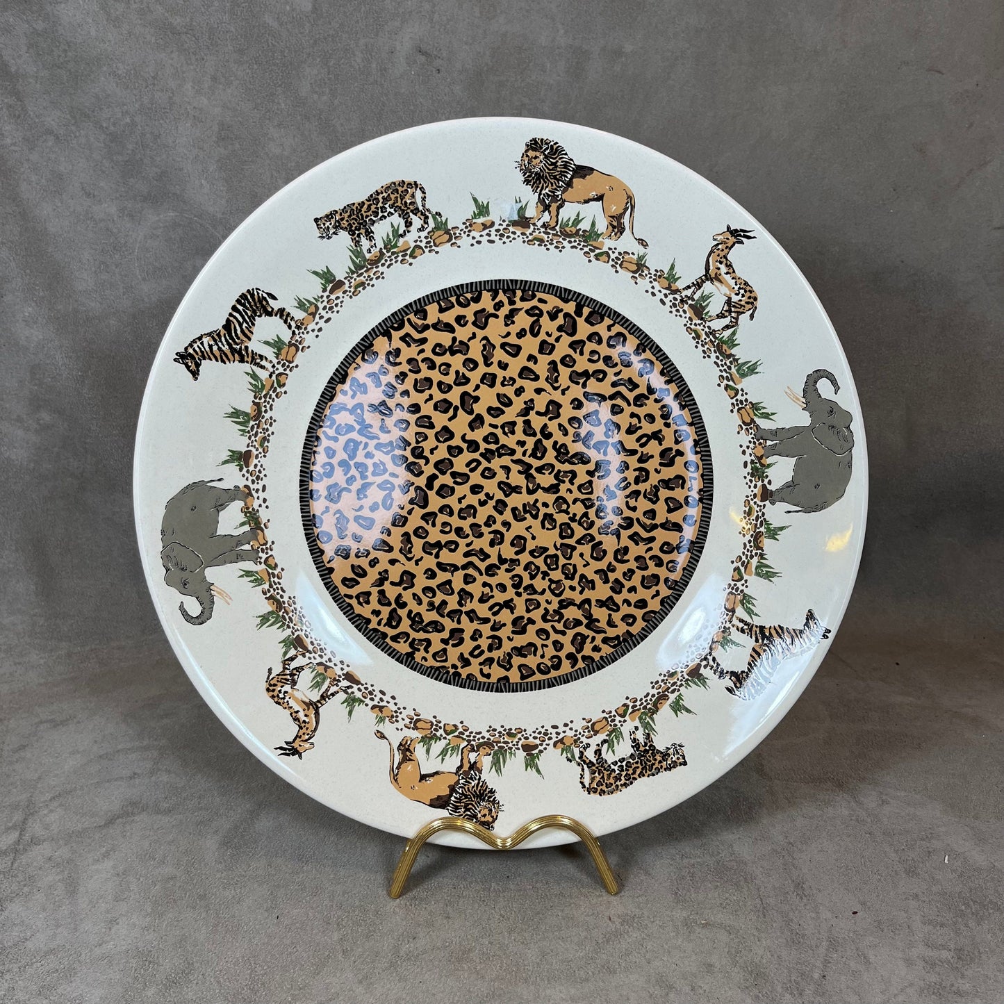 RARE Grande assiette Geneviève Lethu ligne Tanganyika made in France Années 1990