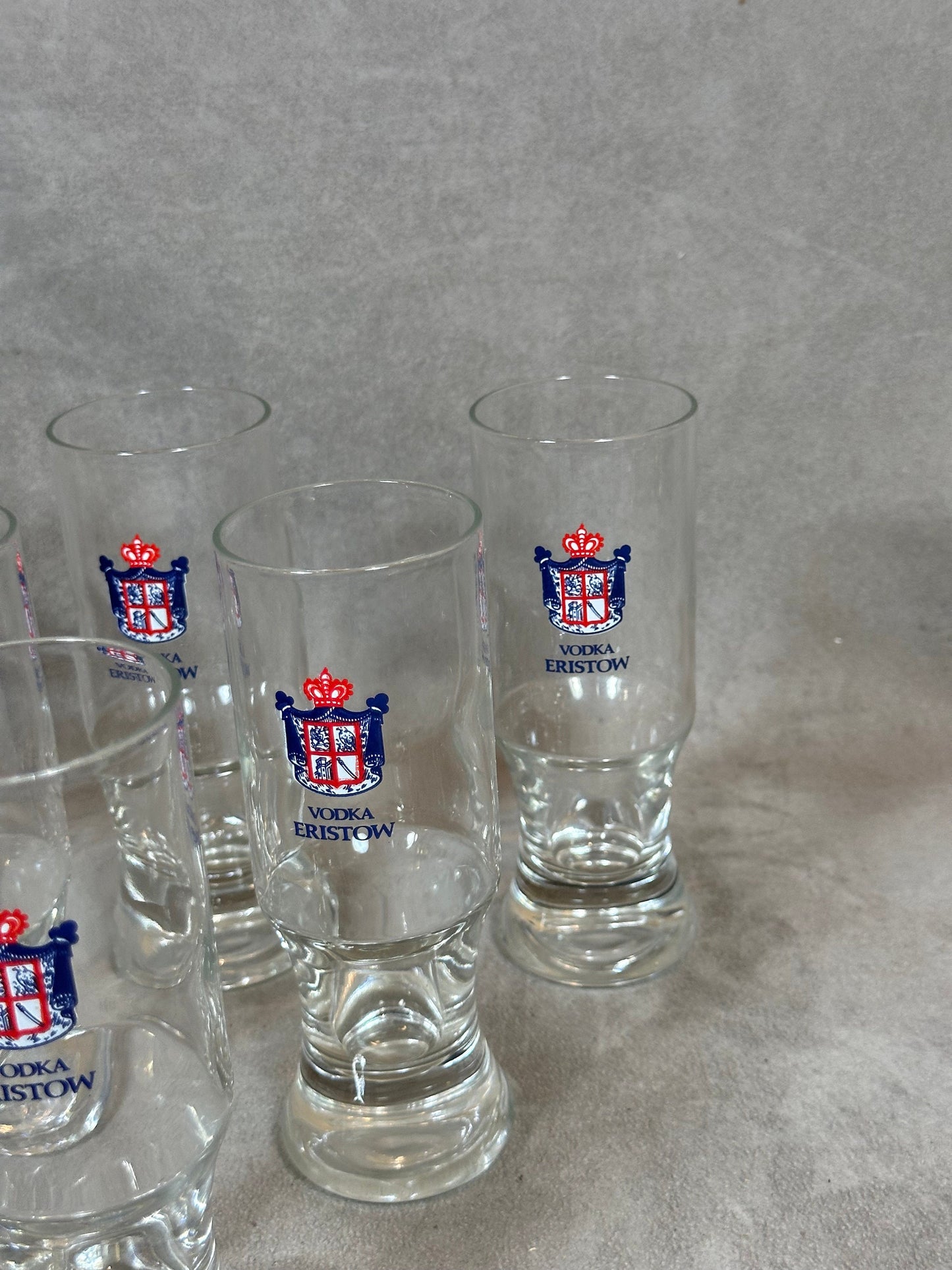 Set of 6 Eristow Vodka Glasses Eristow Vintage Advertising Glass 1960