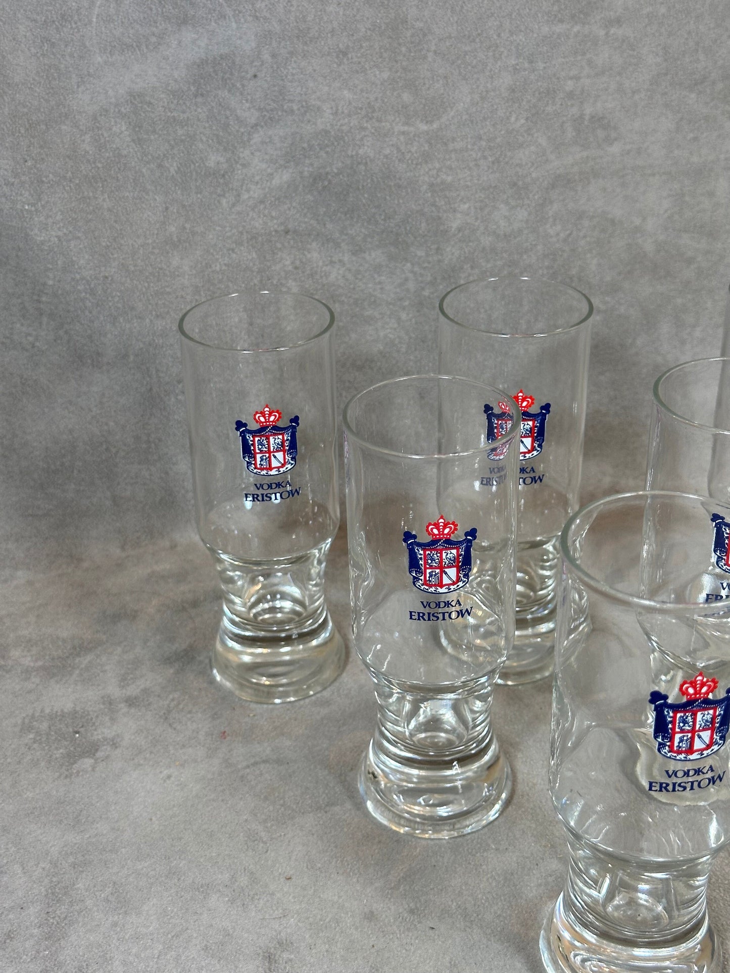 Set of 6 Eristow Vodka Glasses Eristow Vintage Advertising Glass 1960