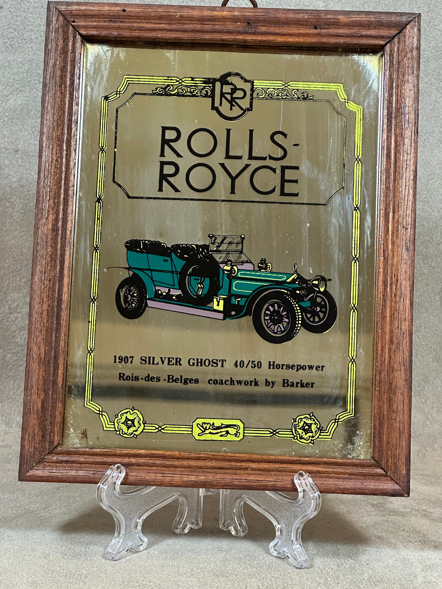 Miroir publicitaire Rolls Royce Made in France Vintage 1970