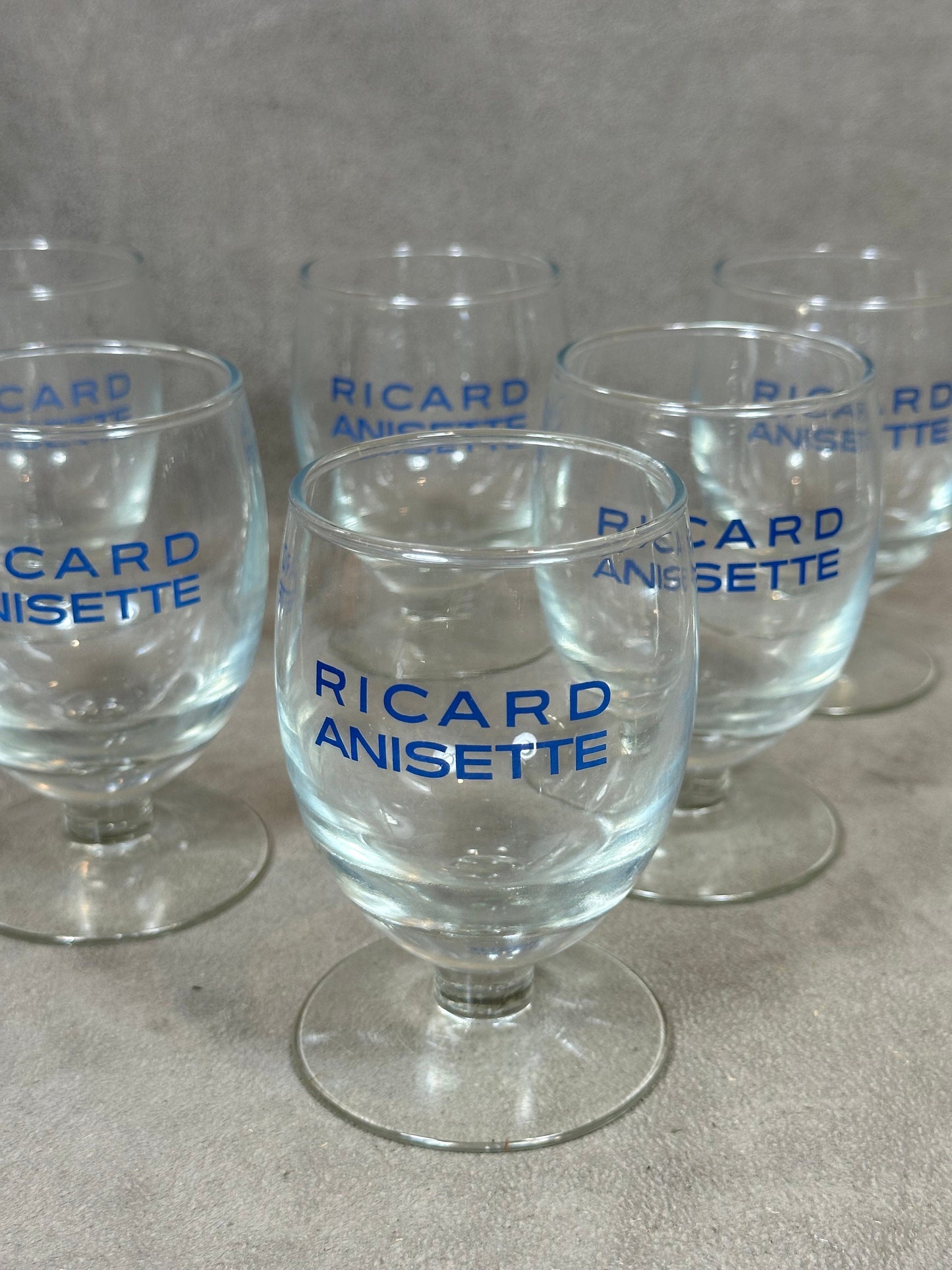 Set of 6 vintage RICARD balloon glasses advertising items | Made in France | 1970s