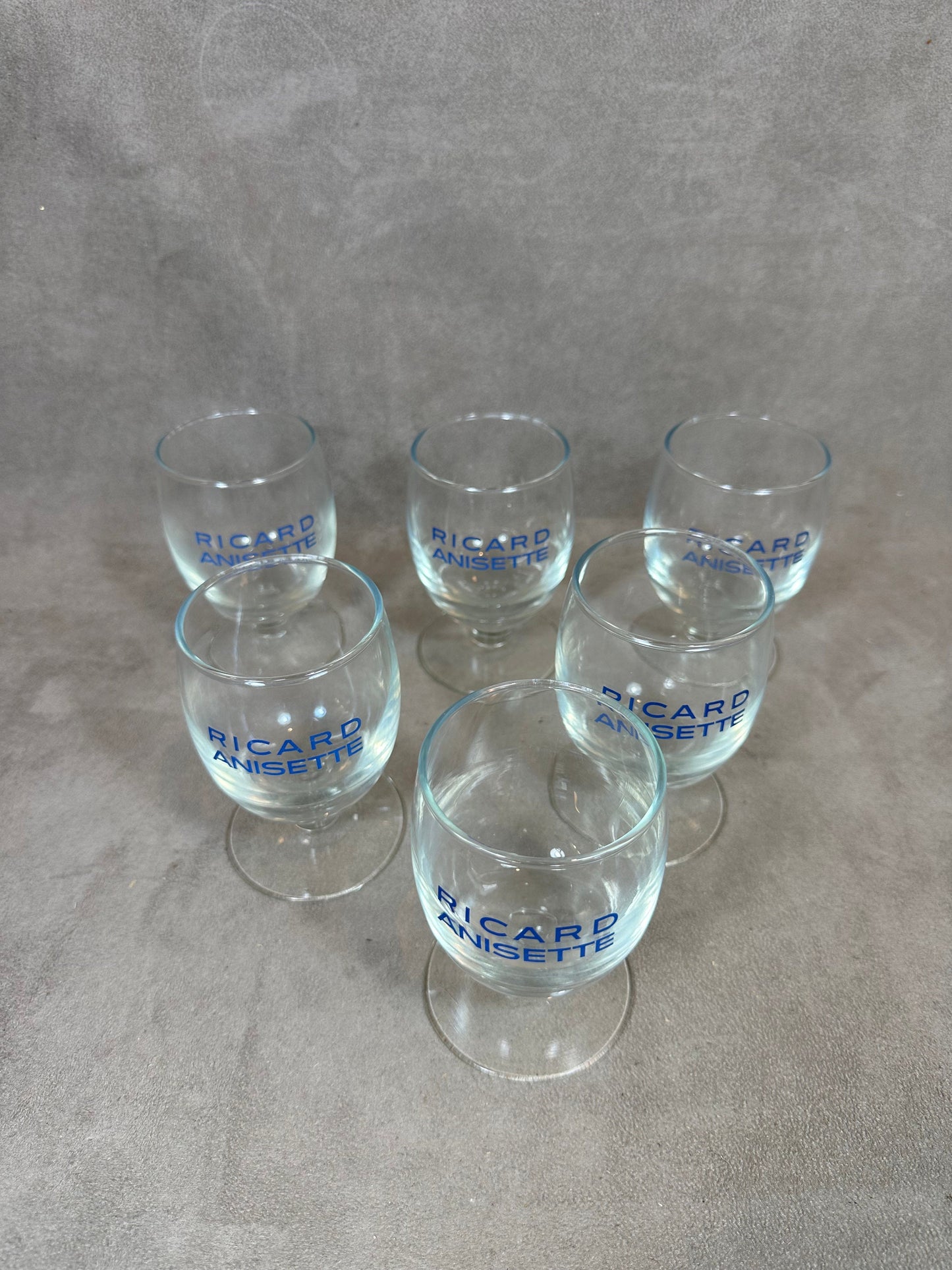 Set of 6 vintage RICARD balloon glasses advertising items | Made in France | 1970s