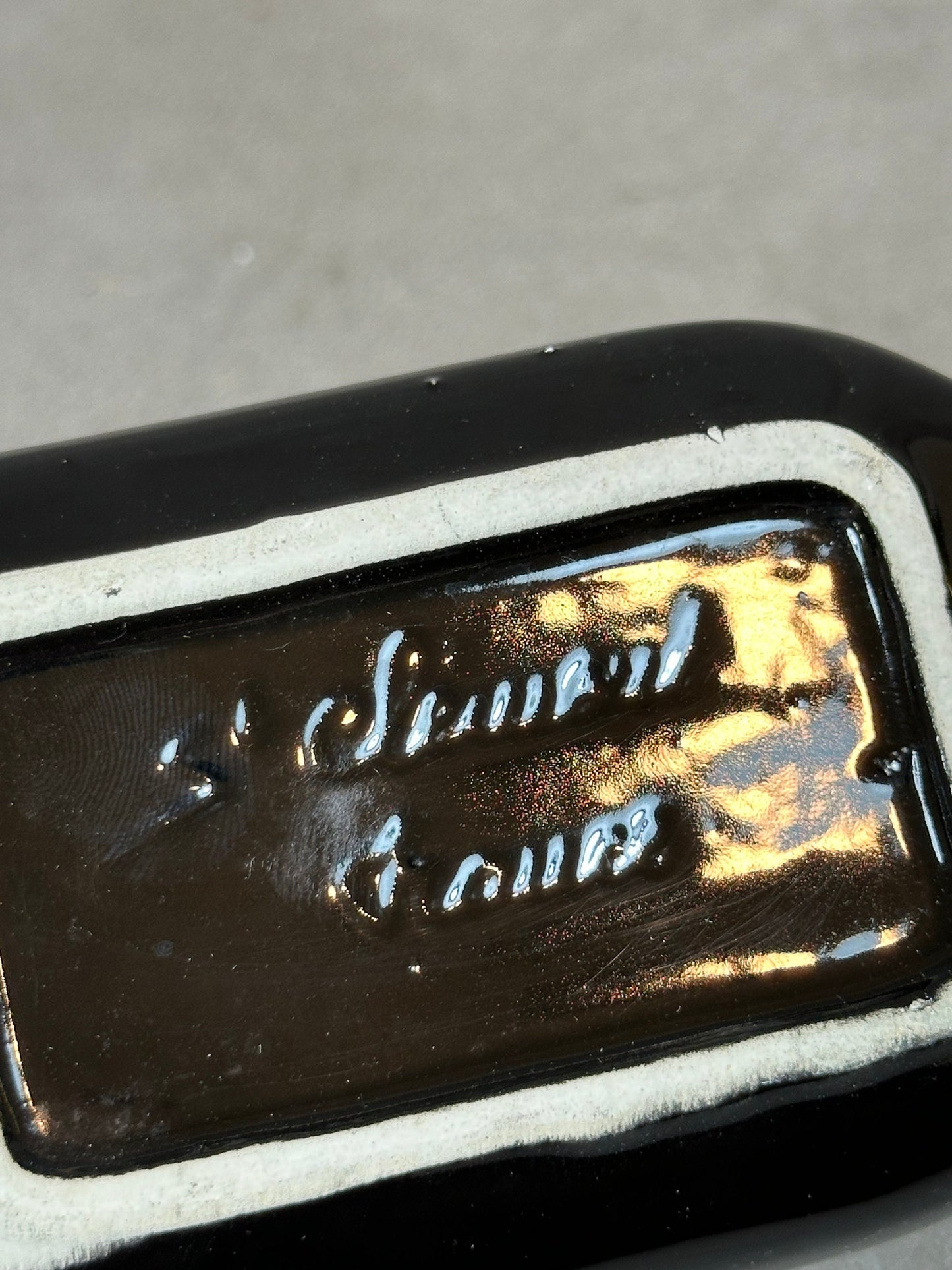 Vintage Black &amp; White Ceramic Advertising Jug Made in England 1980s