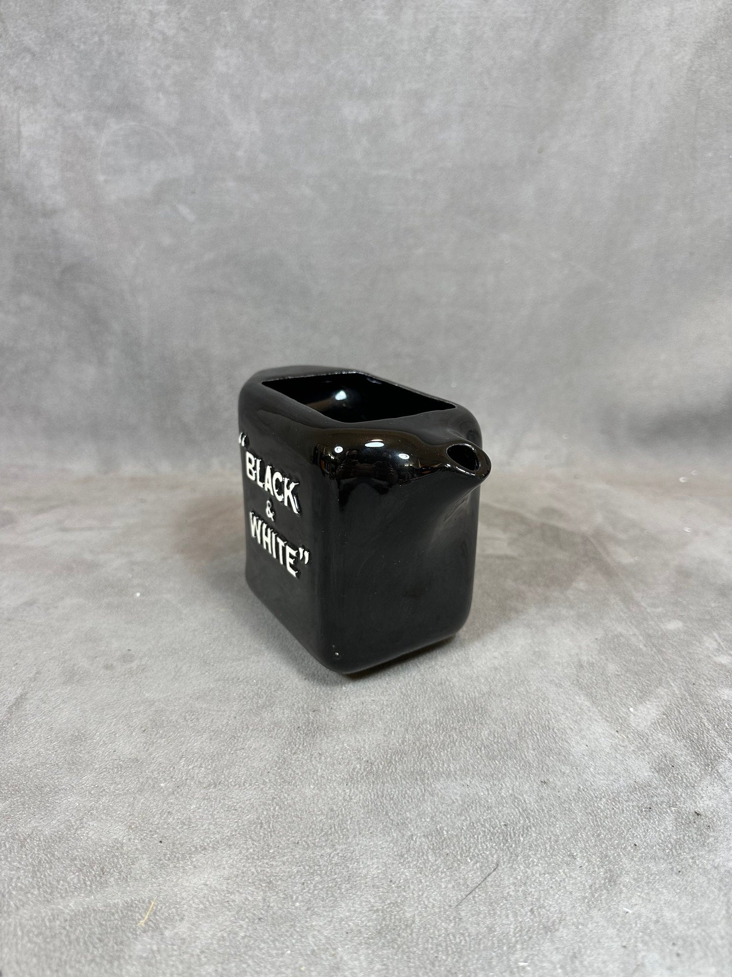 Vintage Black &amp; White Ceramic Advertising Jug Made in England 1980s