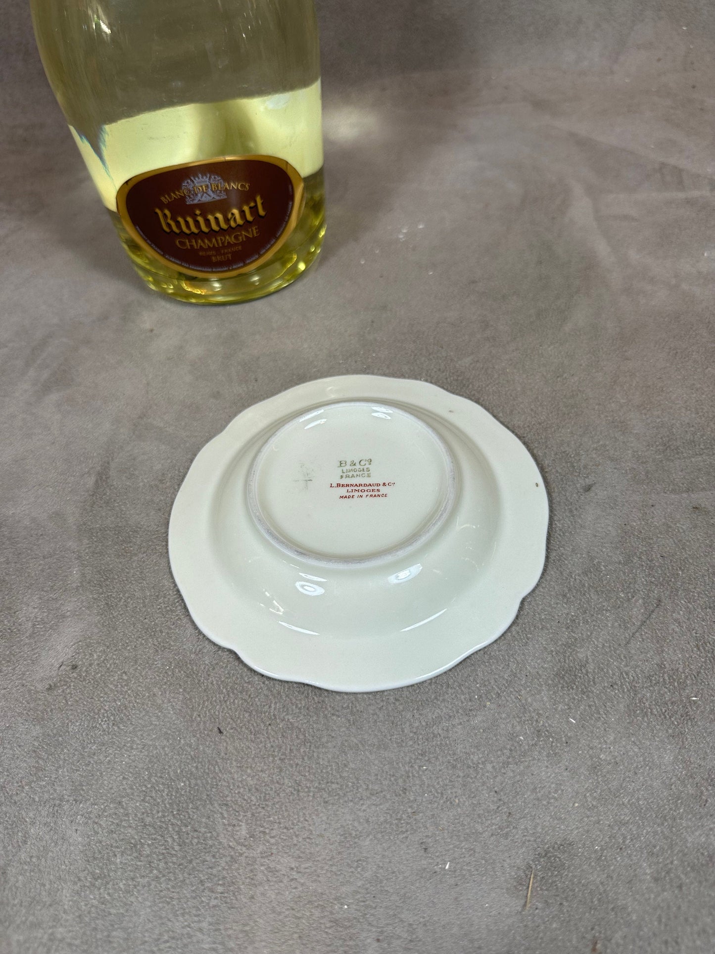 Ruinart Bernardaud vintage porcelain ashtray, French Champagne, Champagne Gift Made in France