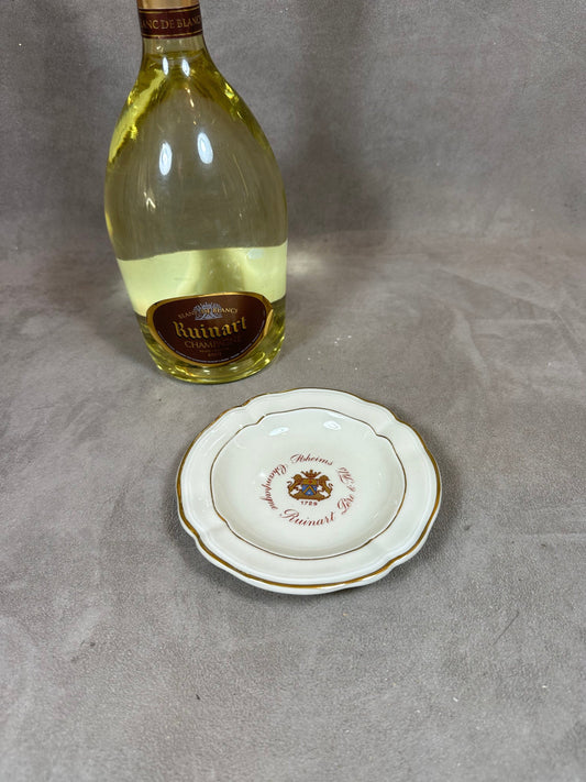 Ruinart Bernardaud vintage porcelain ashtray, French Champagne, Champagne Gift Made in France