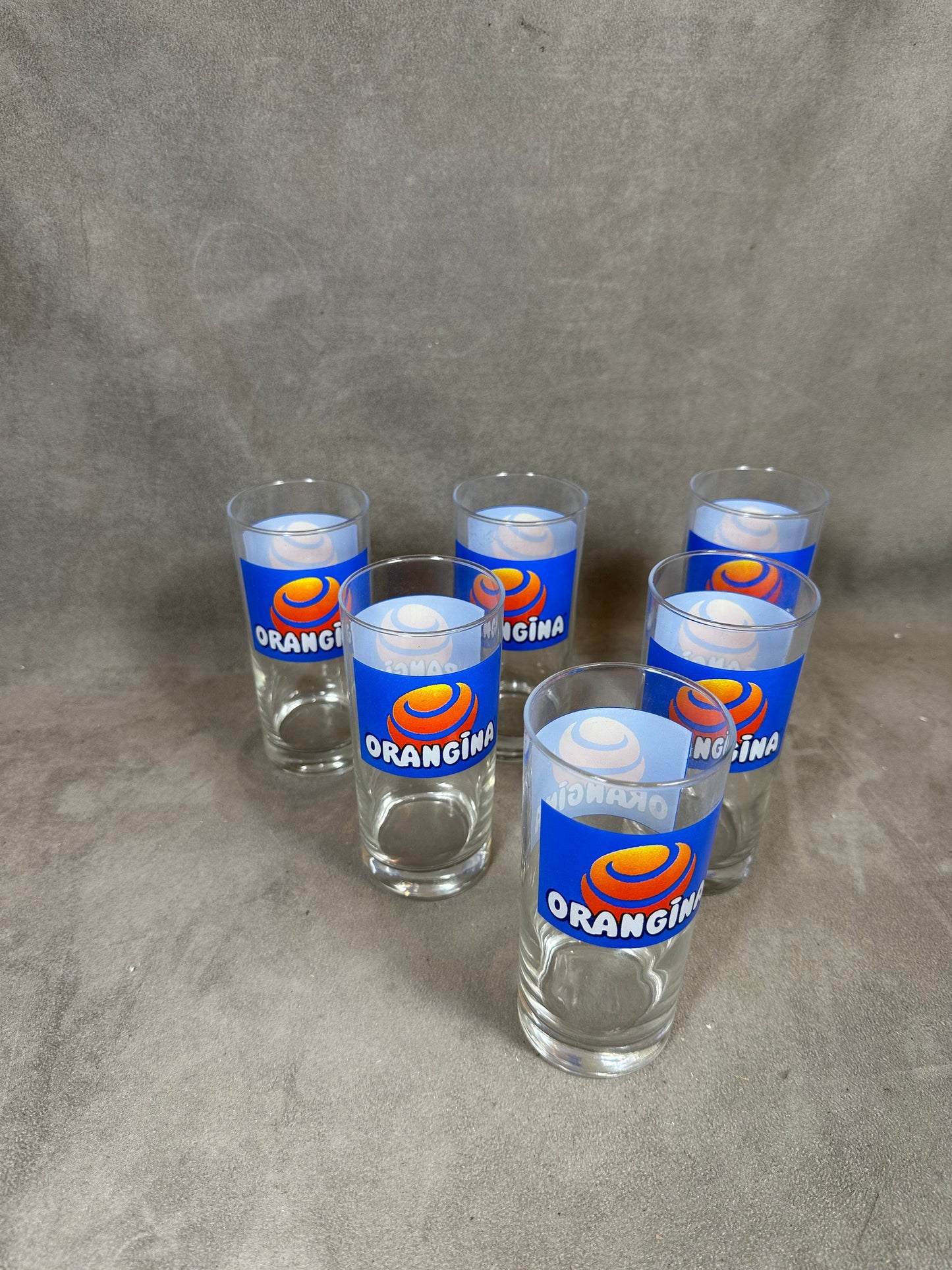 Lot de 6 verres à Orangina en verre vintage Made in France