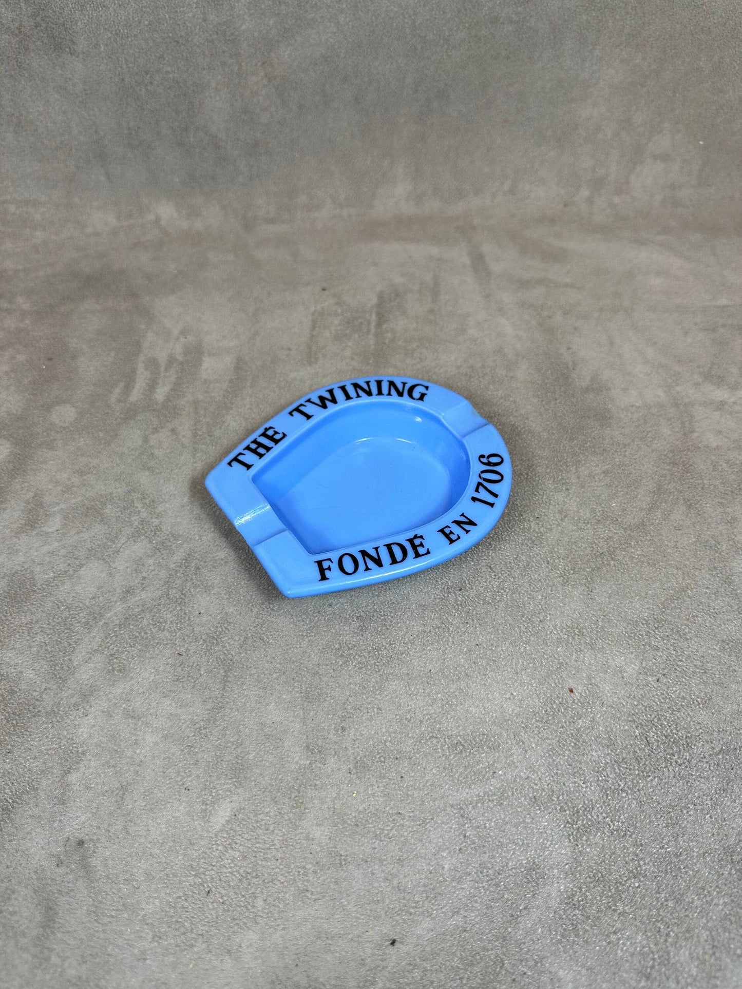 Vintage Twining Tea Blue Glass Ashtray Made in France 1970