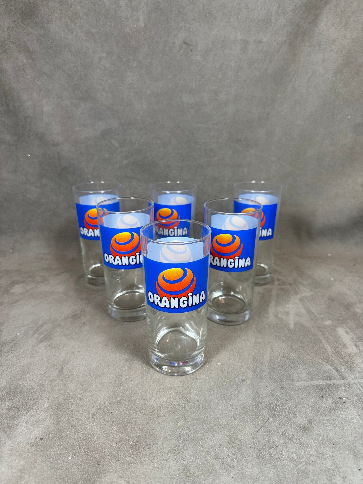 Lot de 6 verres à Orangina en verre vintage Made in France