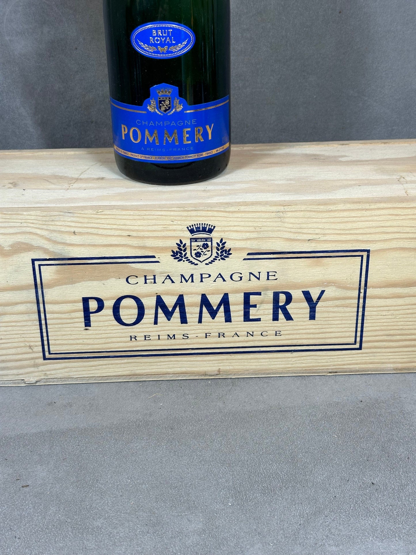 Wooden box for Pommery champagne bottle Made in France 1980s