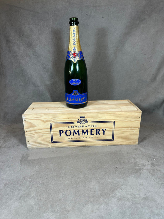 Wooden box for Pommery champagne bottle Made in France 1980s