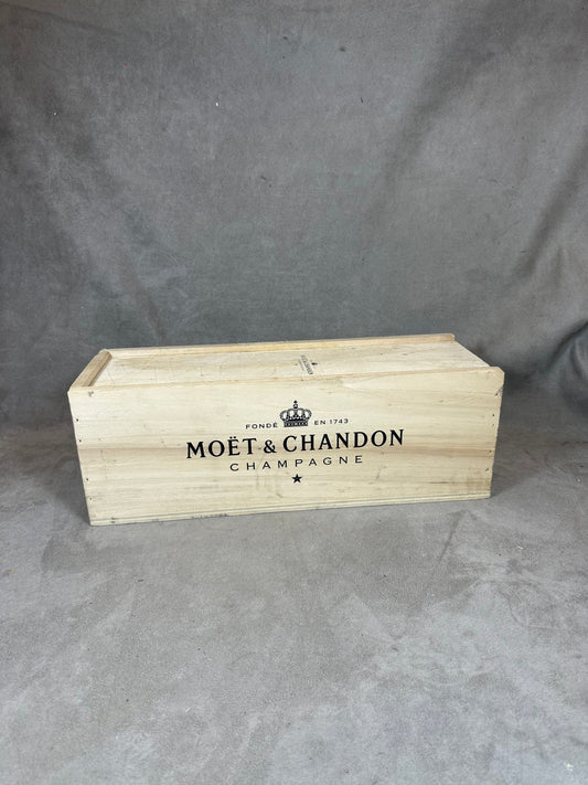 Wooden box for Moet&amp;Chandon champagne bottles Made in France 1980s