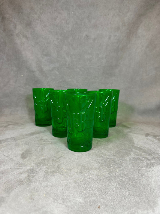 Set of 6 vintage J&amp;B whisky glasses in glass Made in France