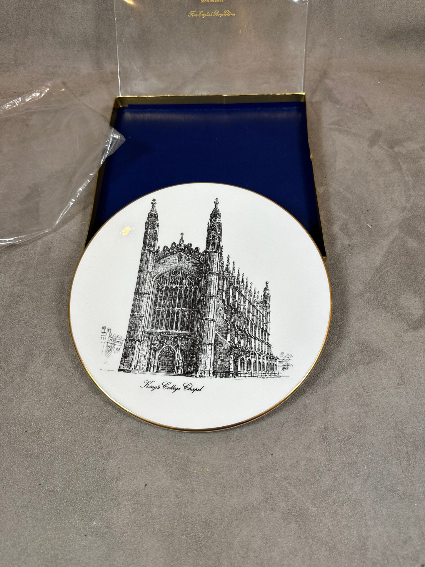 King's College Chapel Cambridge Royal Grafton Porcelain Plate, Made in England, Vintage 1980