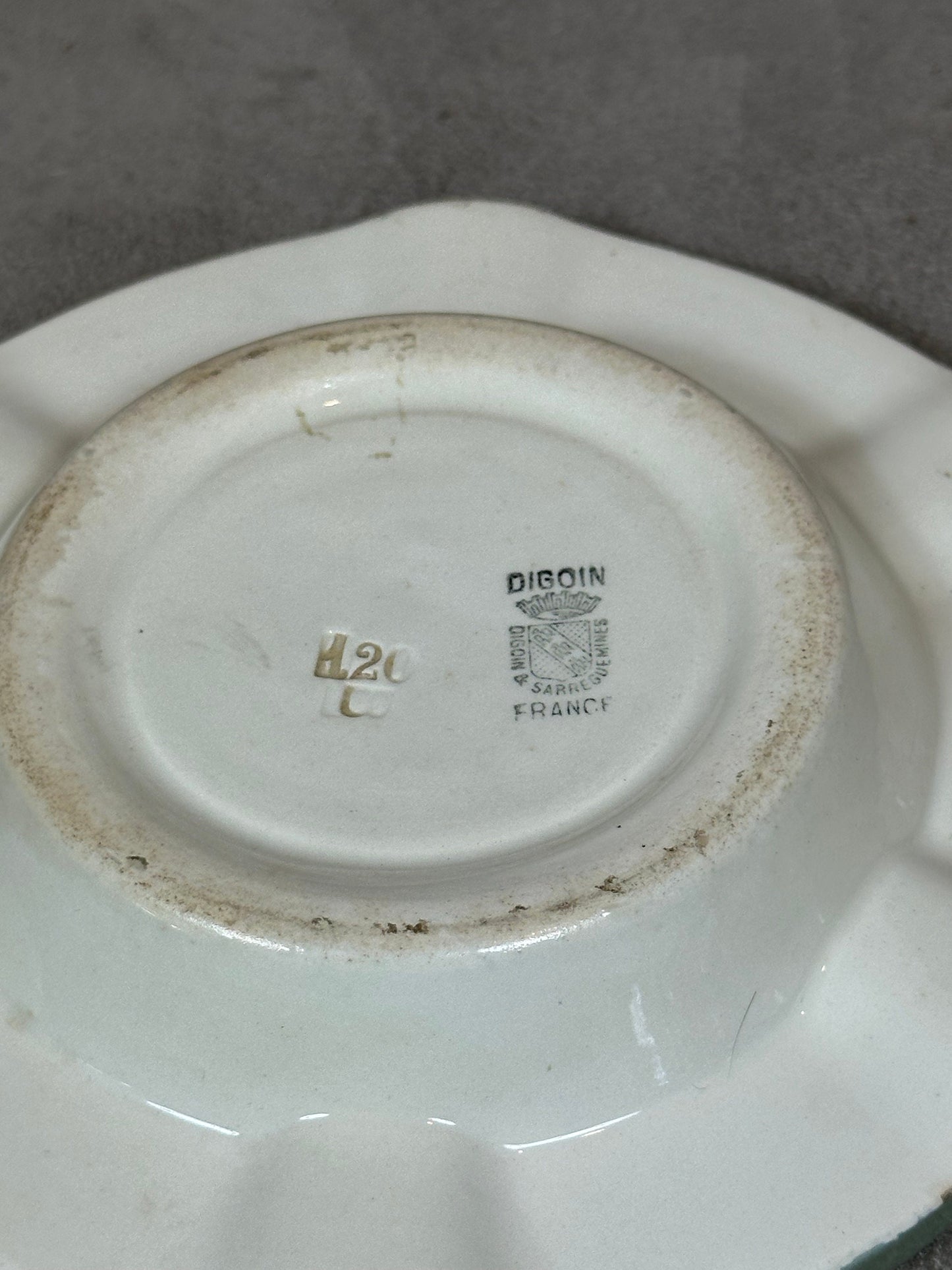 Advertising ashtray in earthenware, SG Société Générale, by Digoin Sarreguemines, Made in France, Vintage 1980