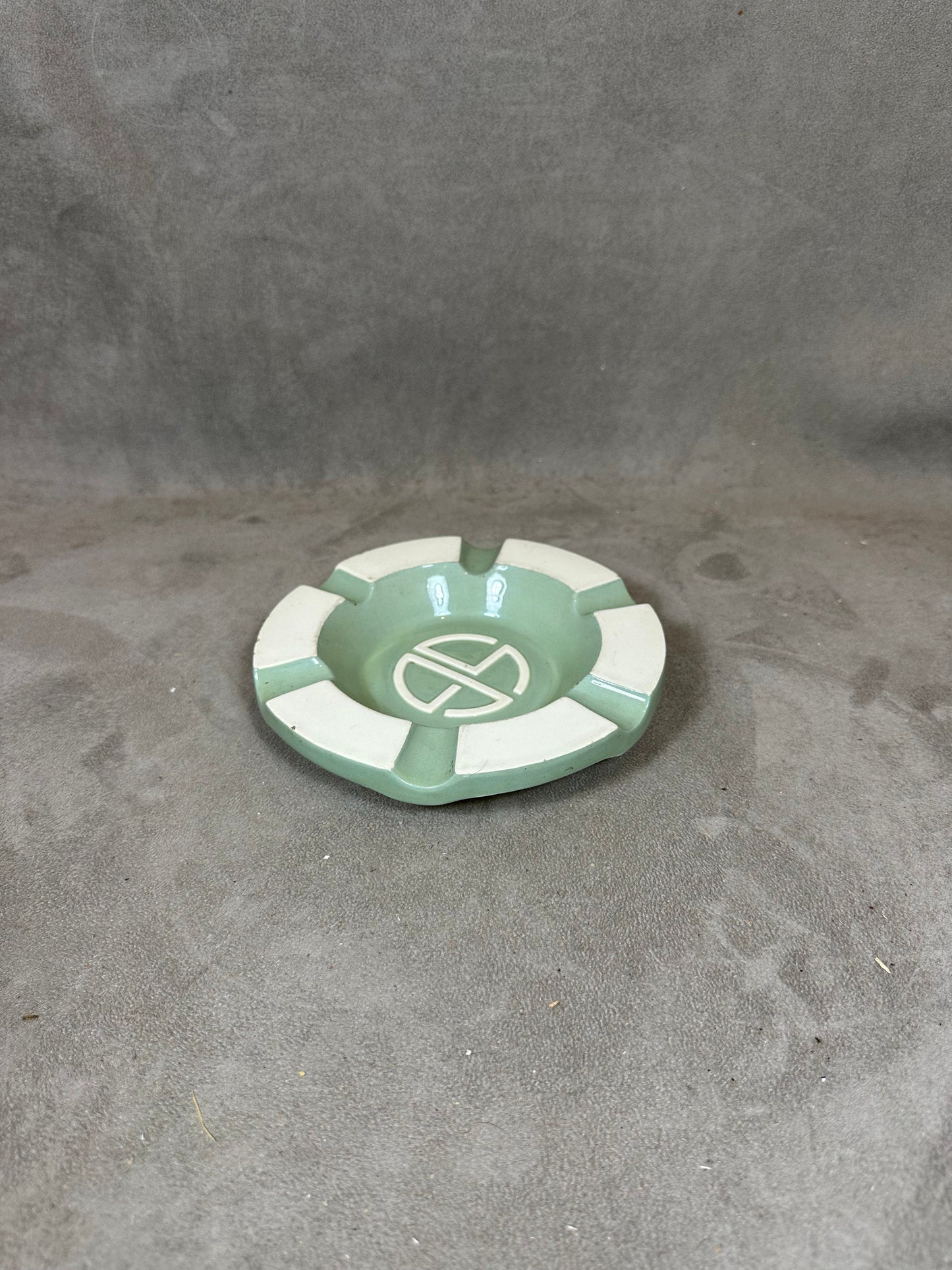 Advertising ashtray in earthenware, SG Société Générale, by Digoin Sarreguemines, Made in France, Vintage 1980