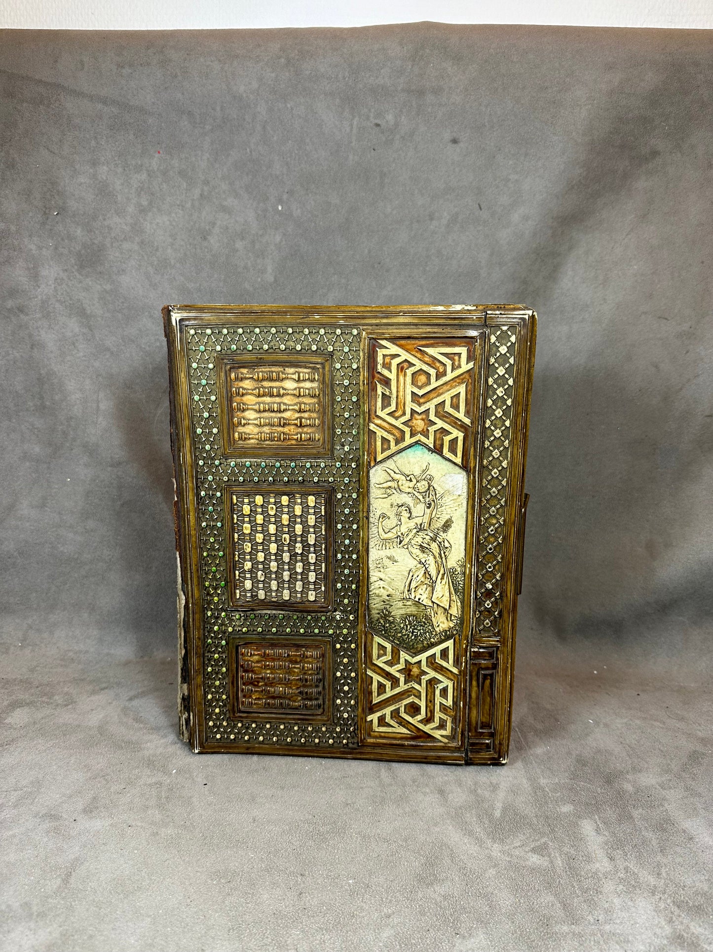 RARE Magnificent photo album filled with old photos with antique decoration Made in France 1890s