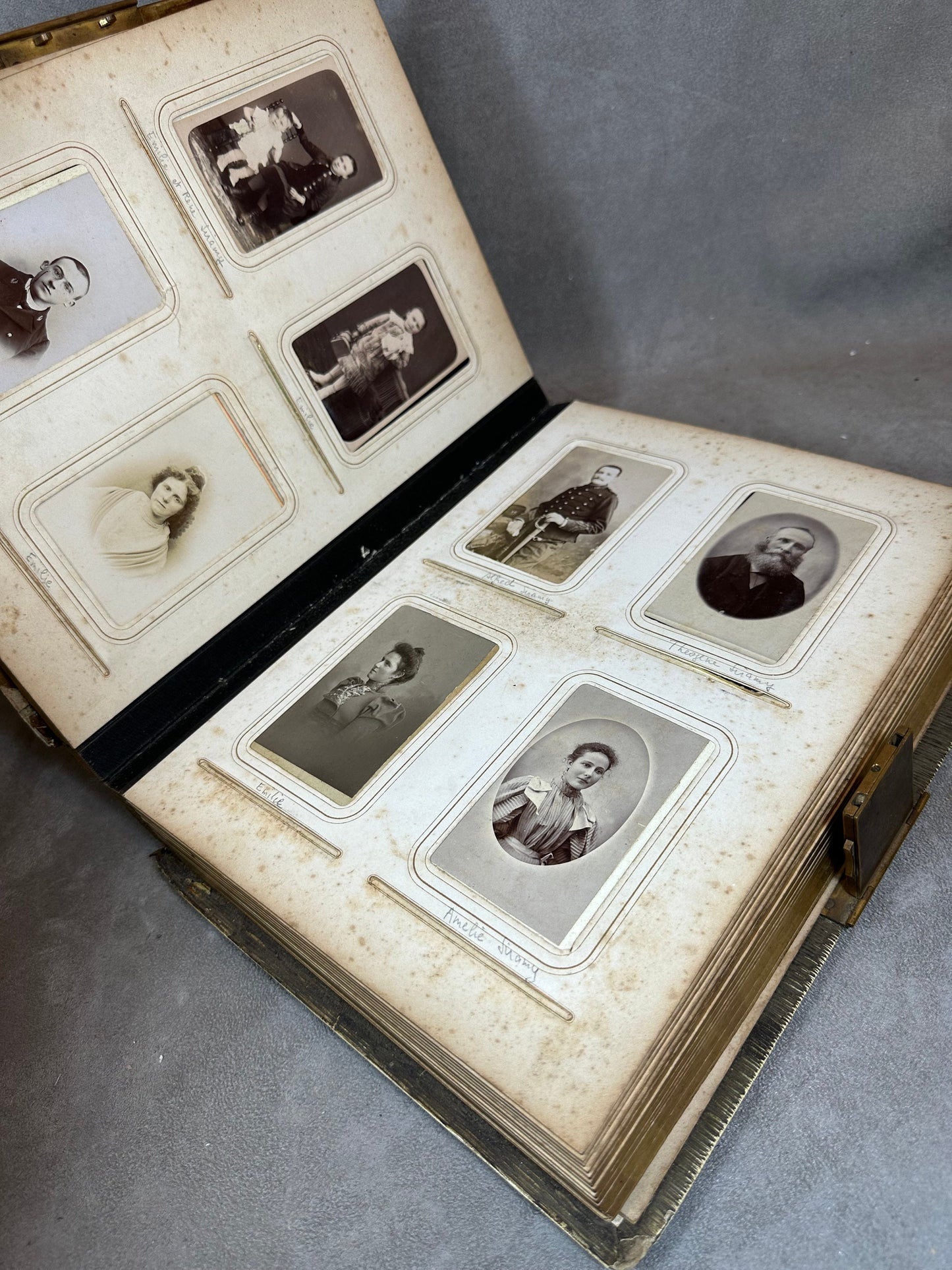 RARE Magnificent photo album filled with old photos with antique decoration Made in France 1890s