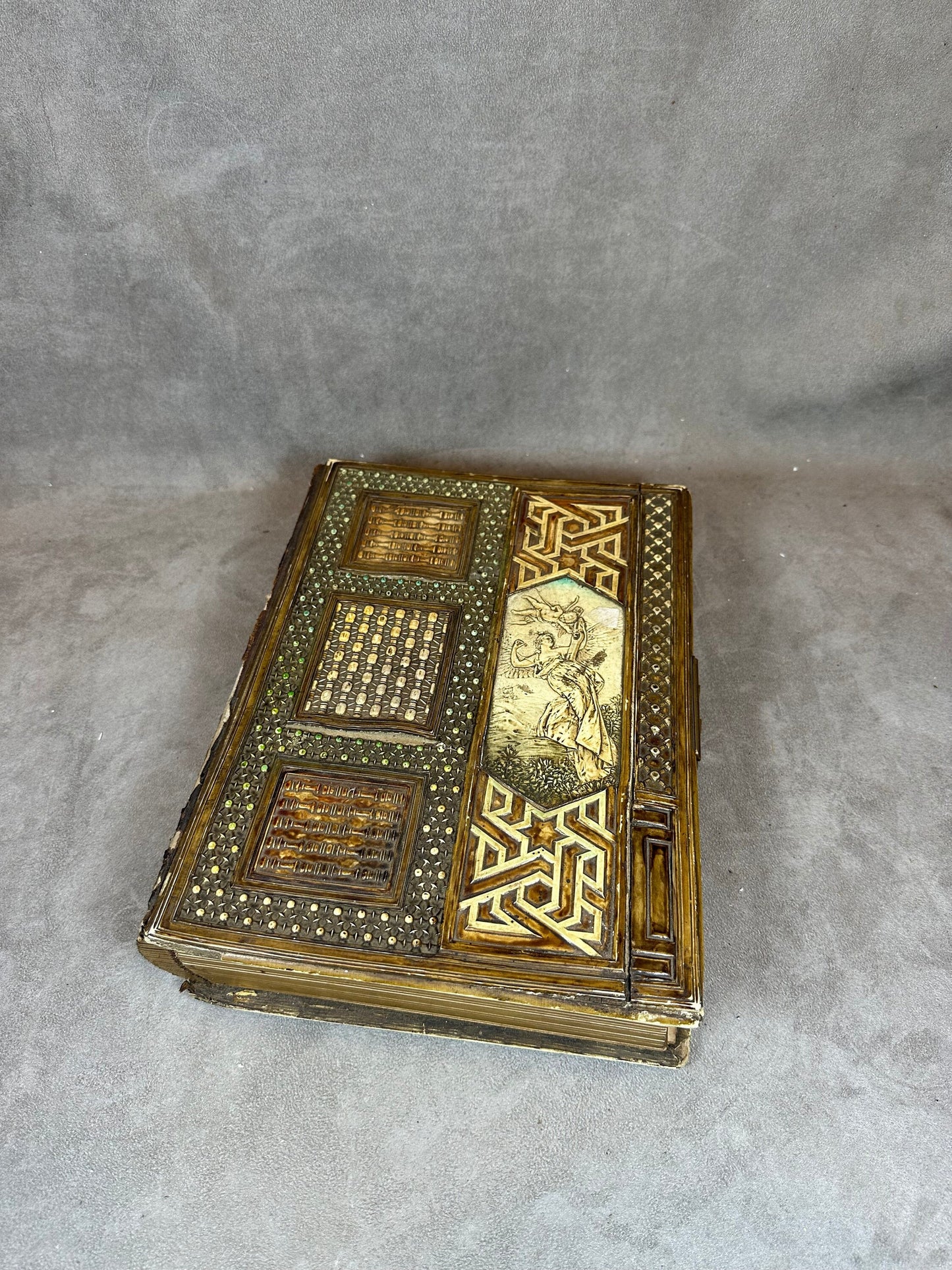 RARE Magnificent photo album filled with old photos with antique decoration Made in France 1890s