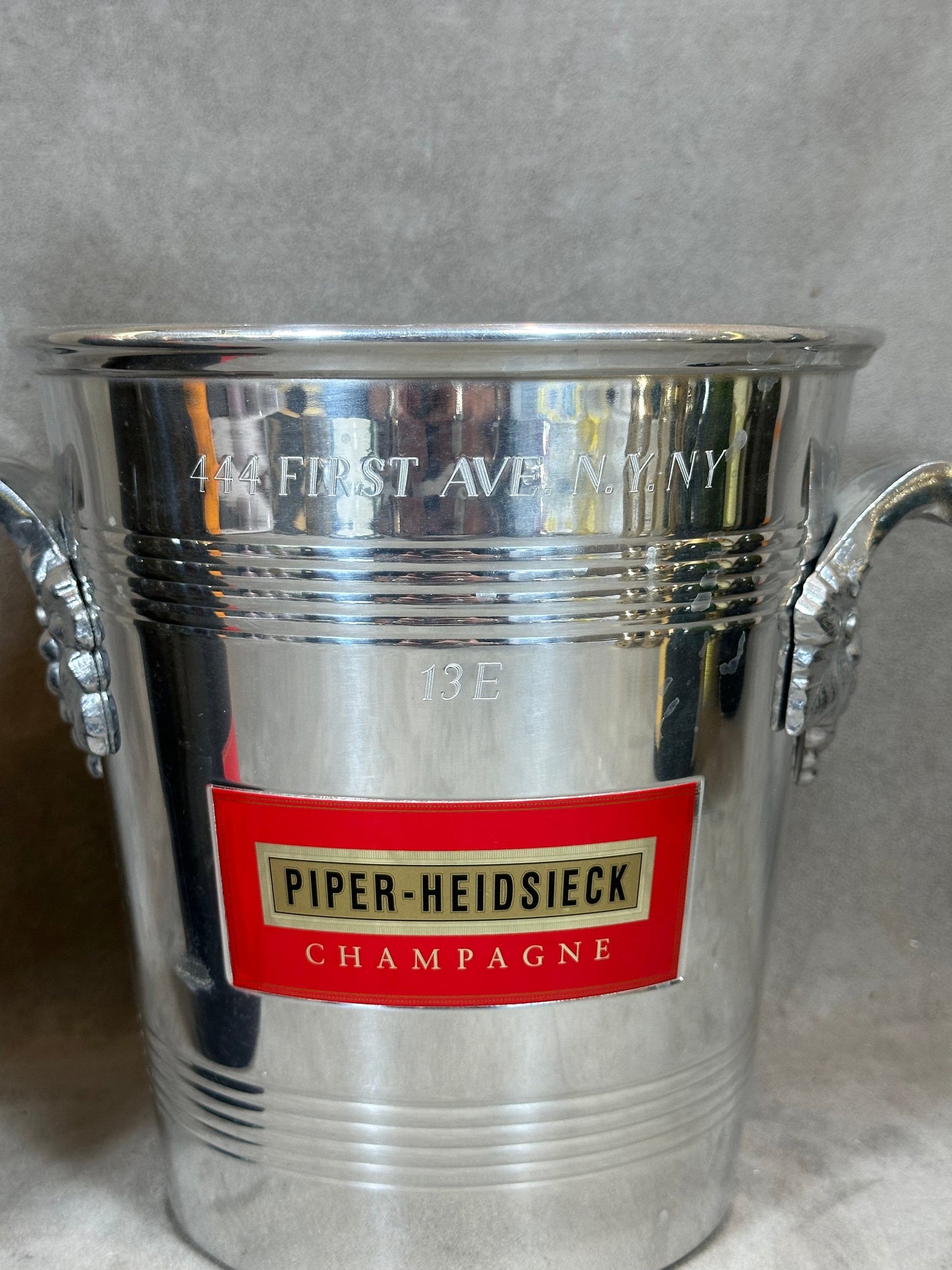 VERY RARE Magnificent vintage Piper-Heidsieck special edition Marylin Monroe aluminum champagne bucket 1970s