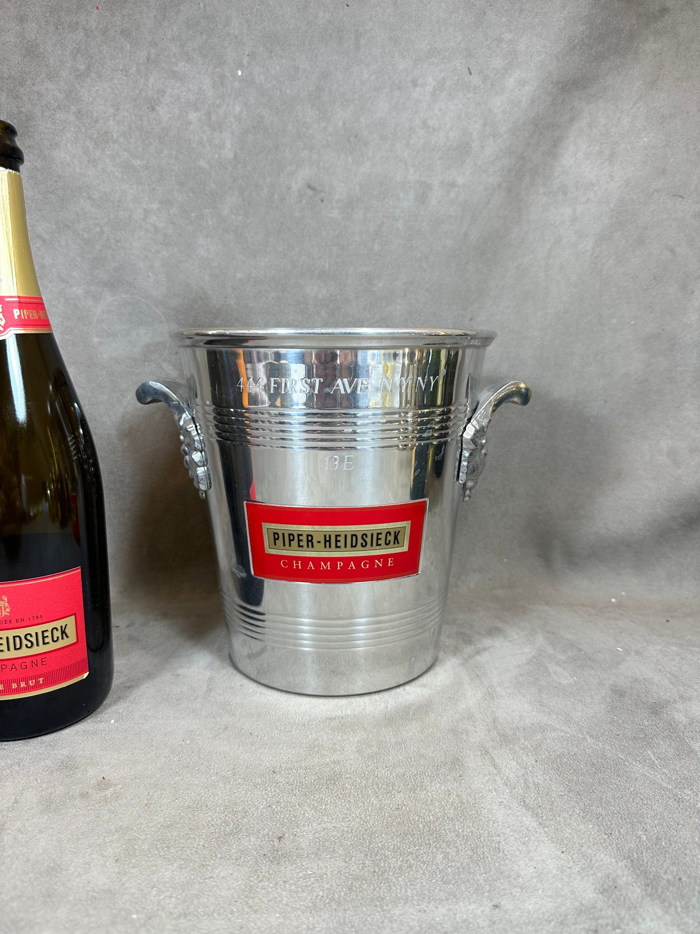 VERY RARE Magnificent vintage Piper-Heidsieck special edition Marylin Monroe aluminum champagne bucket 1970s