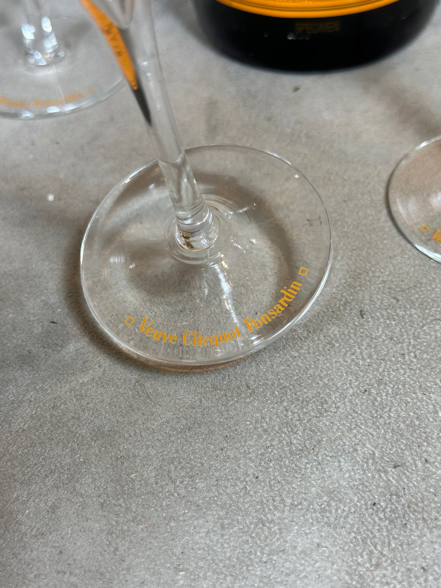 RARE 6 Veuve Clicquot Flutes The authentic vintage mouth-blown glass made in France