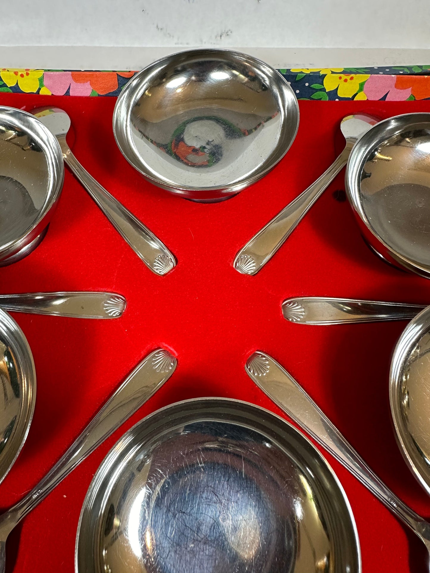 Set of 6 ice cream cups with 6 spoons in 18/10 stainless steel vintage Made in France