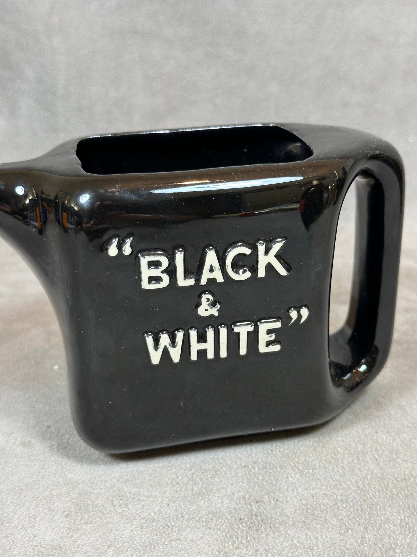 Vintage Black &amp; White Ceramic Advertising Jug Made in England 1980s