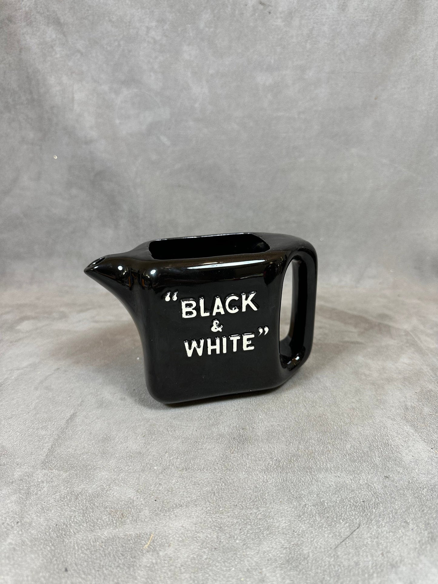 Vintage Black &amp; White Ceramic Advertising Jug Made in England 1980s
