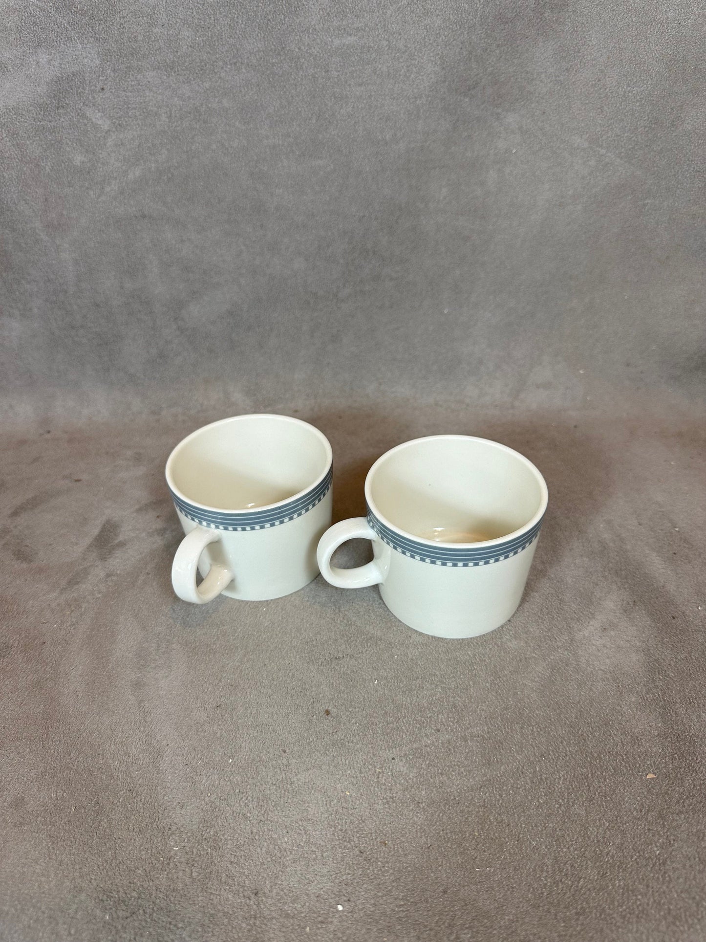 Set of 2 Arabia Finland TEEMA white and blue vintage ceramic mugs