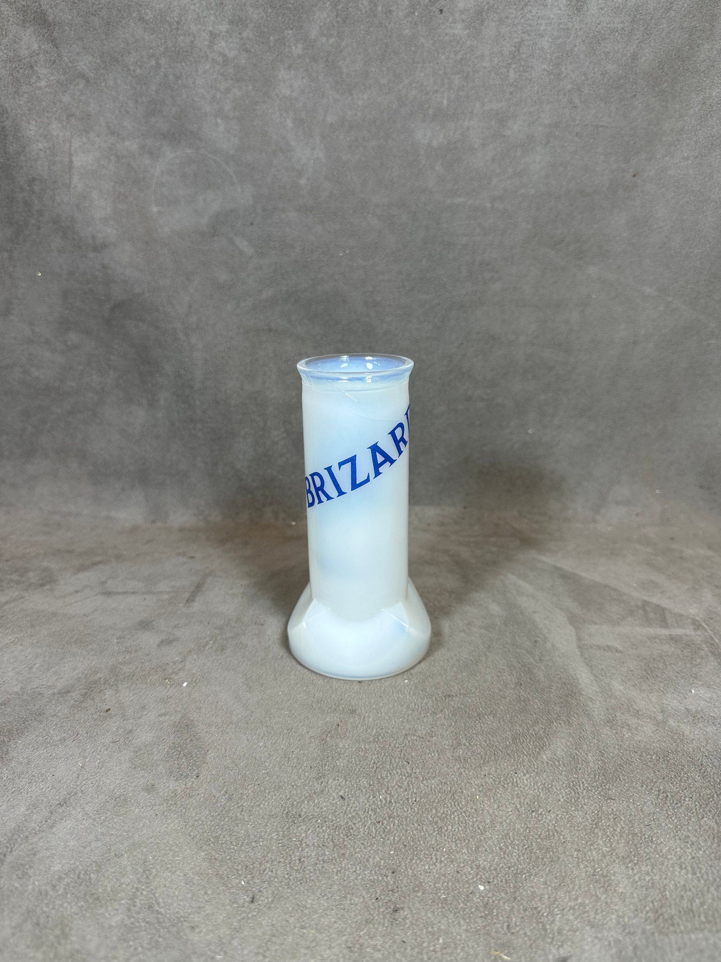 Marie Brizard Vintage blue advertising opaline glass straw holder Made in France 1960