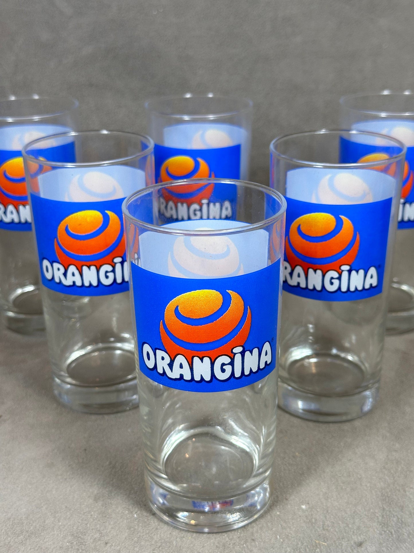 Lot de 6 verres à Orangina en verre vintage Made in France