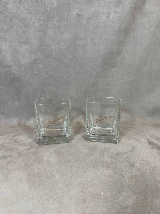 Set of 2 vintage Johnnie Walker whisky glasses in glass Made in France