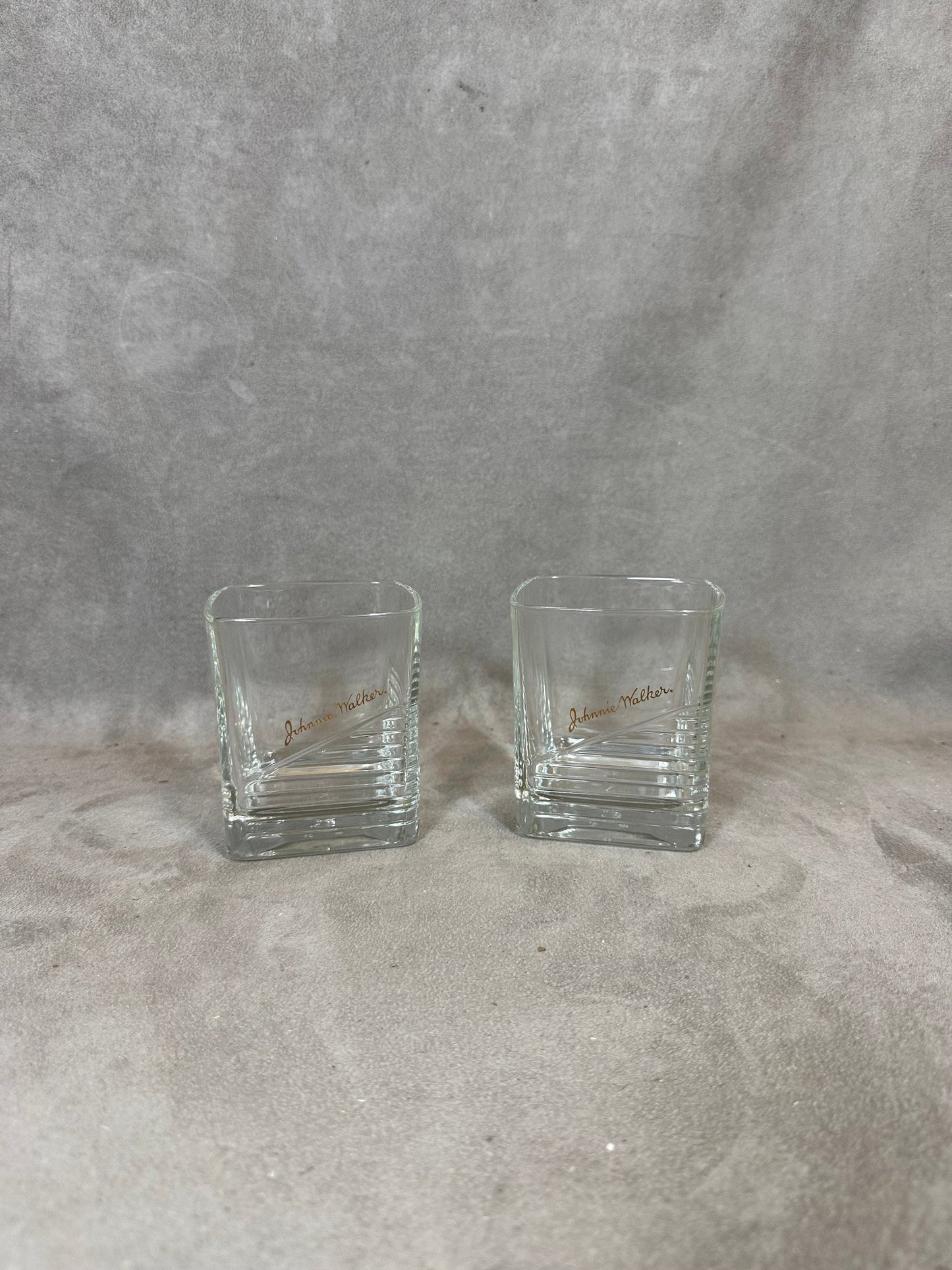 Set of 2 vintage Johnnie Walker whisky glasses in glass Made in France