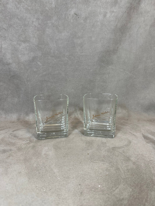 Set of 2 vintage Johnnie Walker whisky glasses in glass Made in France