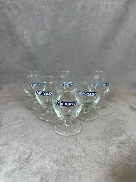 Lot de 6 verres ballon RICARD vintage articles publicitaires | Made in France | Années 1990