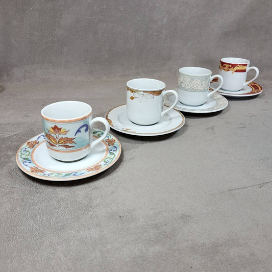 PILLIVUYT set of 4 Pillivuyt porcelain espresso cups assorted colors Made in France 1970s