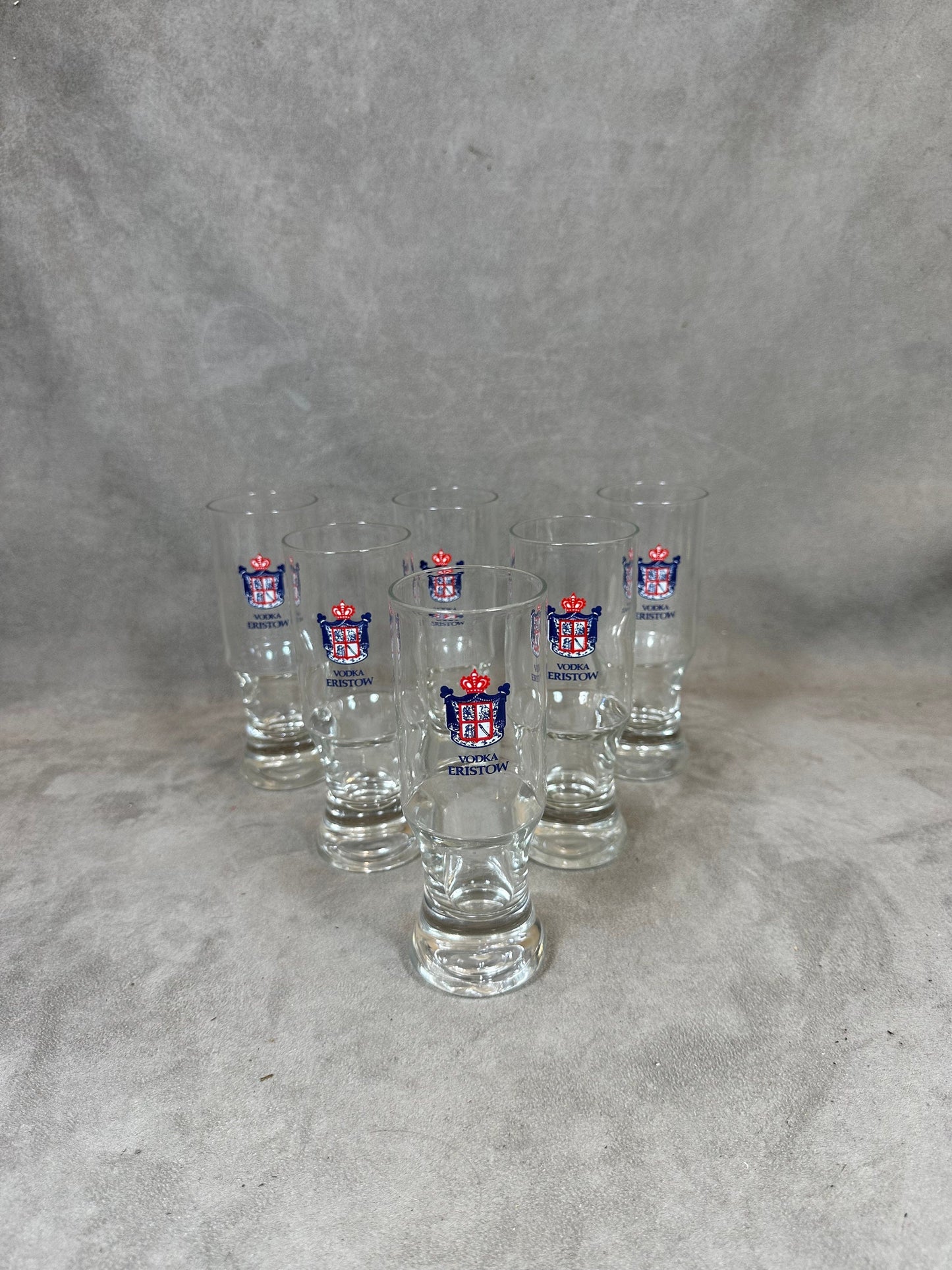 Set of 6 Eristow Vodka Glasses Eristow Vintage Advertising Glass 1960