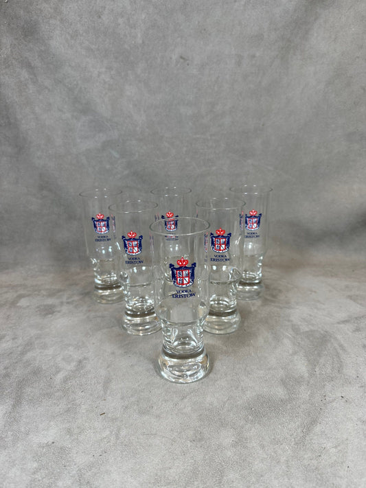 Set of 6 Eristow Vodka Glasses Eristow Vintage Advertising Glass 1960